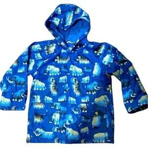 Hatley lined hooded raincoat size 6 Wooly Mammoths